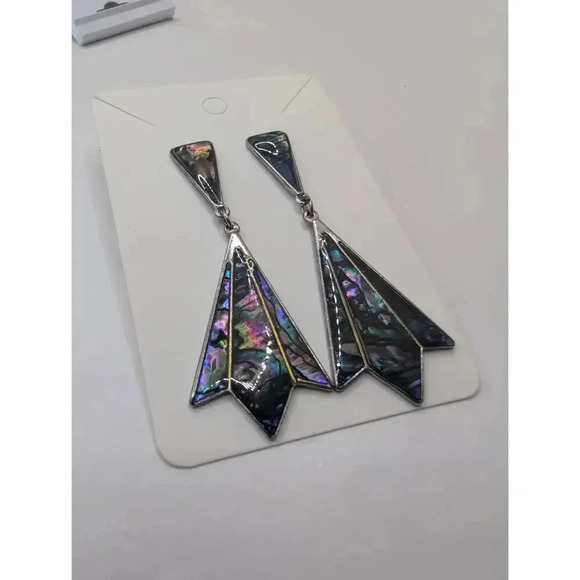 NWT Avon Navy Blue Goldtone Abalone Shell Earrings Studs Set - Picture 2 of 5